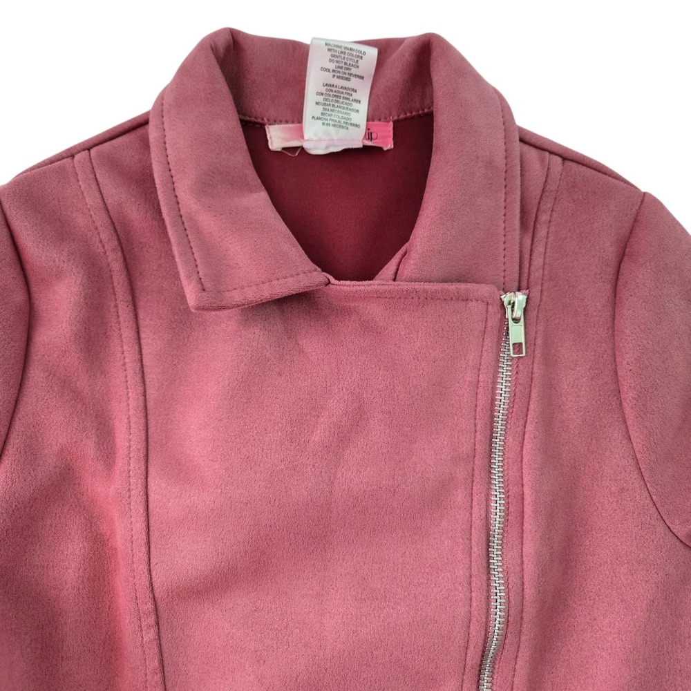 2 Hip Girls Dusty Rose Pink Faux Suede Cropped Moto Jacket Size 10 Indie, Street